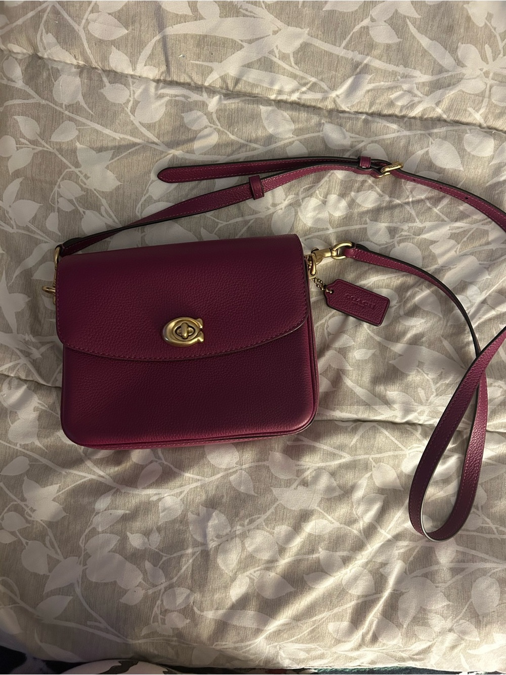 NEW Coach Pebbled Leather Crossbody in Deep Berry
